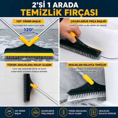 Profesyonel 2'si 1 Arada Temizlik Fırçası ve Çekçek